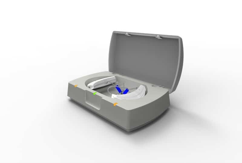 Charging case for Audiotoniq's hearing aids